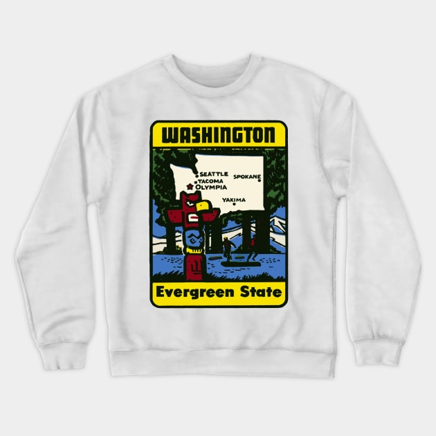 Vintage Washington State Decal Crewneck Sweatshirt by zsonn